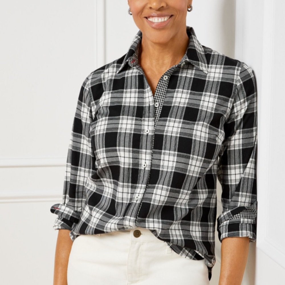 NWT Talbots Parade Plaid Button Down